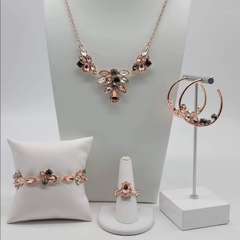 Rose Gold Rhinestone Necklace Set